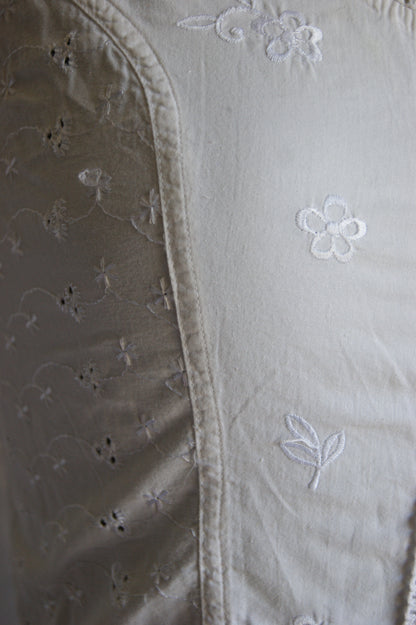 1980s White Cotton Broderie Anglaise Corset Blouse - S/M