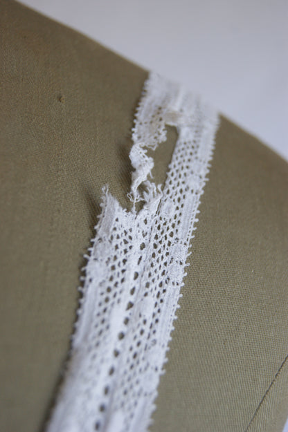 Late 1800s Antique White Cotton Camisole with Hand-Crocheted Lace Trim