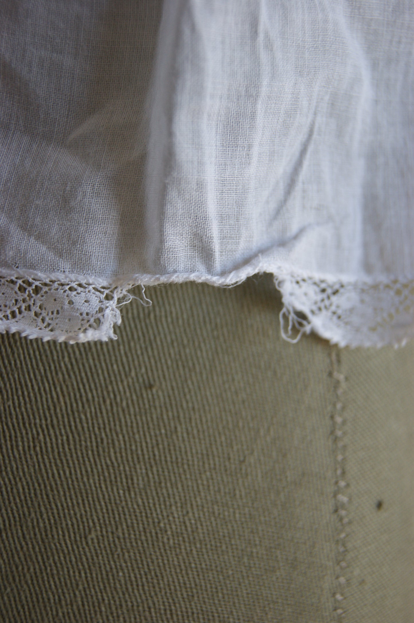 Late 1800s Antique White Cotton Camisole with Hand-Crocheted Lace Trim