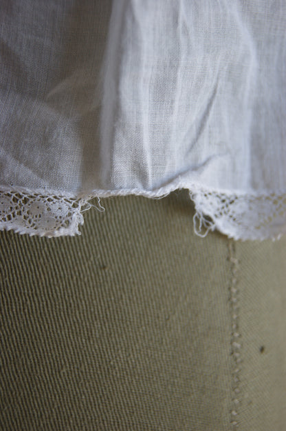 Late 1800s Antique White Cotton Camisole with Hand-Crocheted Lace Trim