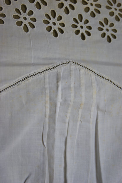 1800s Hand-Stitched Cotton Corset Cover with Eyelet Lacework - S
