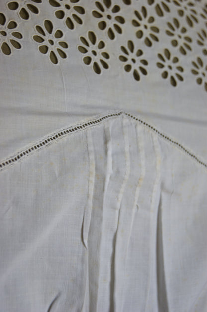 1800s Hand-Stitched Cotton Corset Cover with Eyelet Lacework - S