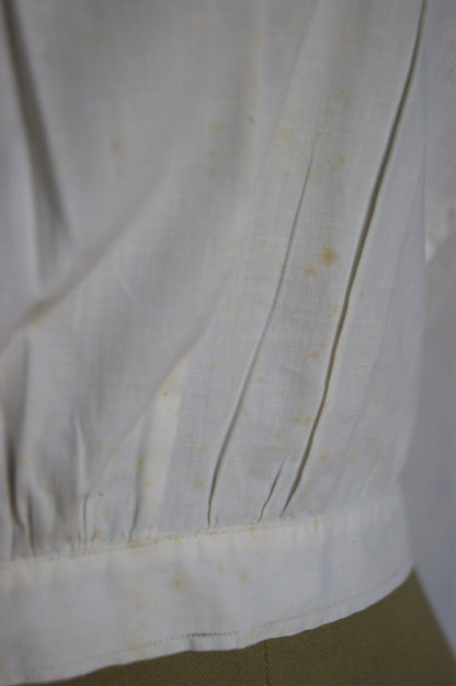 1800s Hand-Stitched Cotton Corset Cover with Eyelet Lacework - S