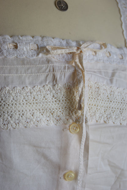 1940s Hand-Made Pale Salmon Cotton Camisole with Lace Trim Bodice - S/M