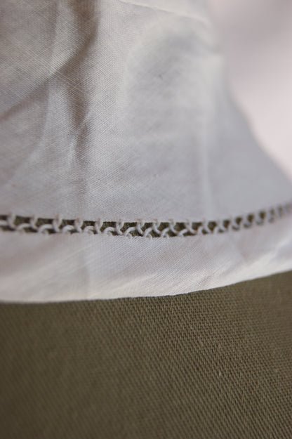 Antique Hand-Embroidered Cotton Collar with Floral Whitework
