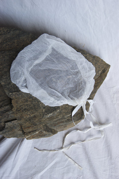 Antique French Cotton Gauze Bonnet with Ties