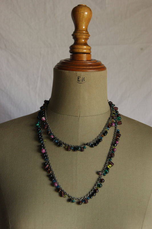 1980s Rainbow Bead Statement Necklace
