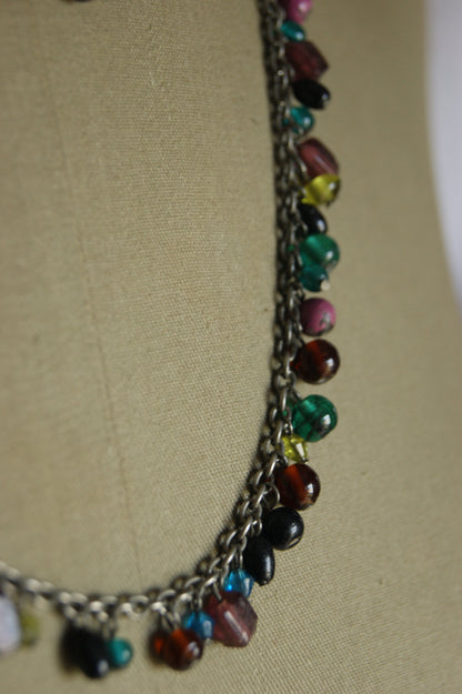 1980s Rainbow Bead Statement Necklace