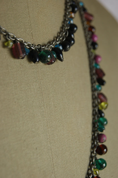 1980s Rainbow Bead Statement Necklace