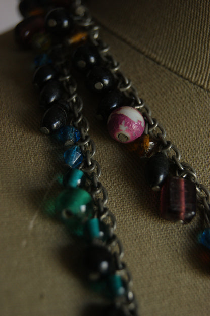 1980s Rainbow Bead Statement Necklace