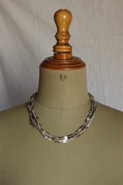 1970s Handcrafted Multi-Strand Stone & Shell Necklace
