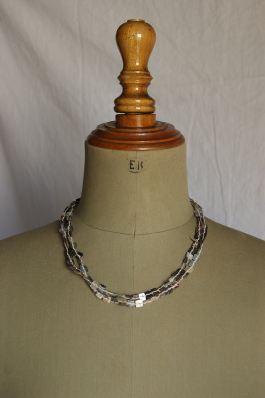 1970s Handcrafted Multi-Strand Stone & Shell Necklace