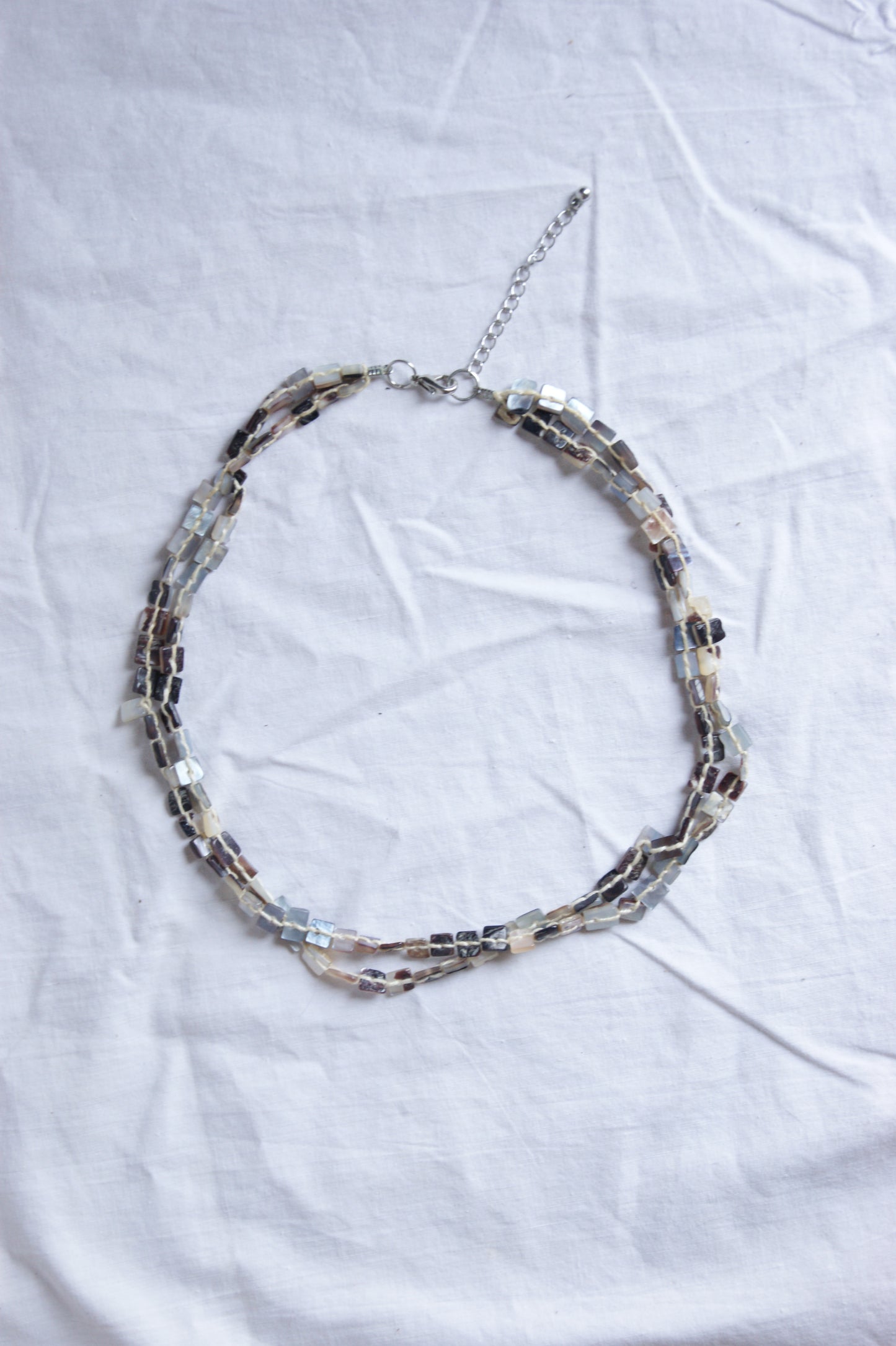 1970s Handcrafted Multi-Strand Stone & Shell Necklace
