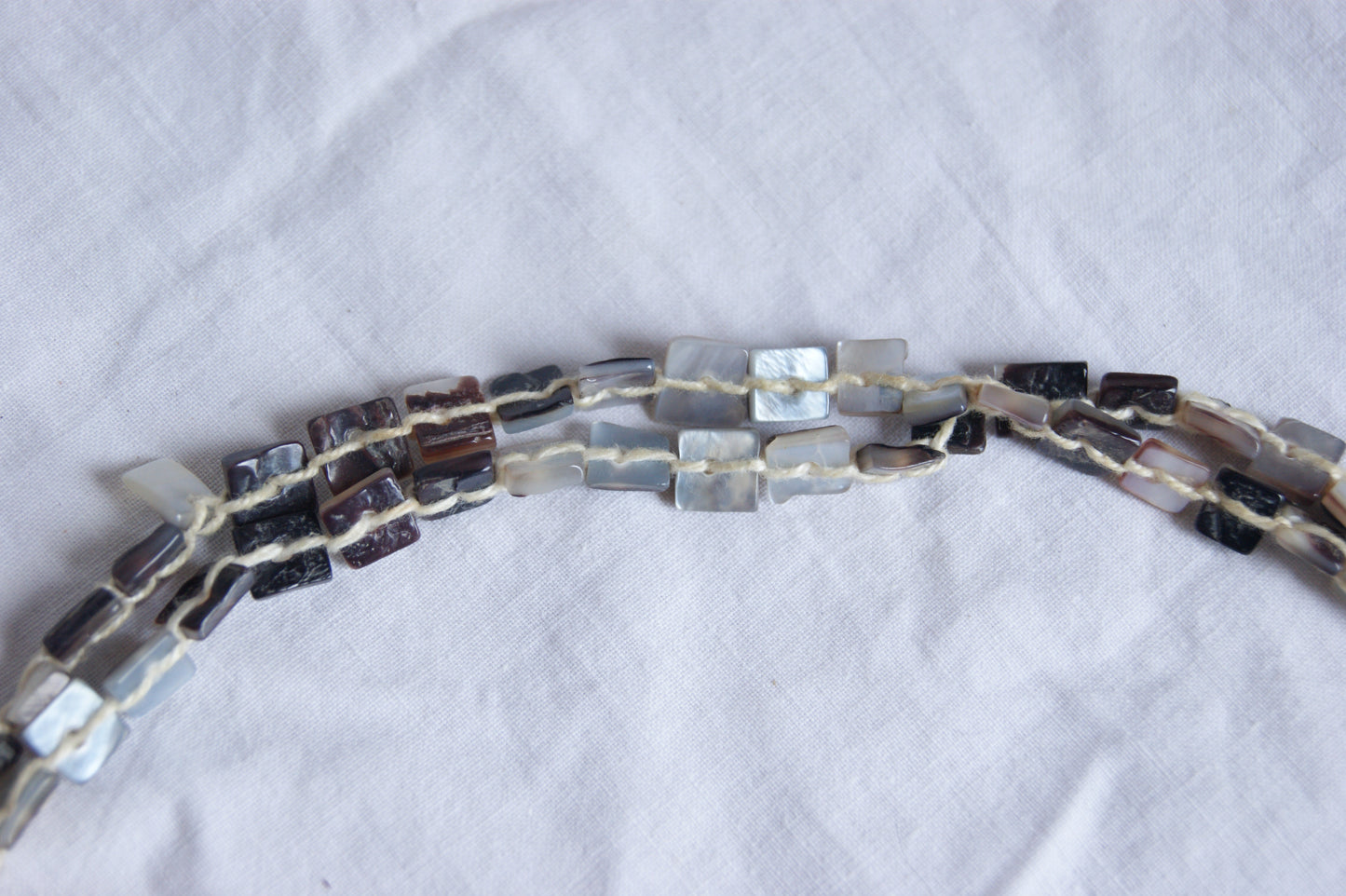 1970s Handcrafted Multi-Strand Stone & Shell Necklace