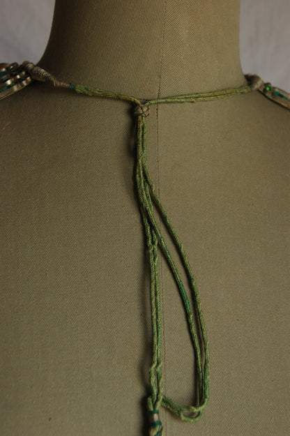 Antique Indian Golden Wire & Green Glass Ceremonial Necklace