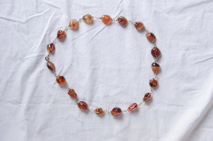 1980s Handcrafted Carnelian & Brass Wire-Wrapped Necklace