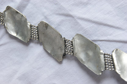 Antique Handcrafted Indian Silver-Plated Panel Bracelet