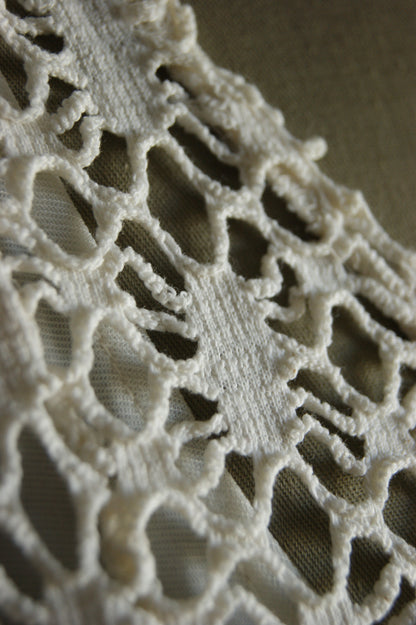1970s Cotton Lace Dress with Waist Tie - S/M