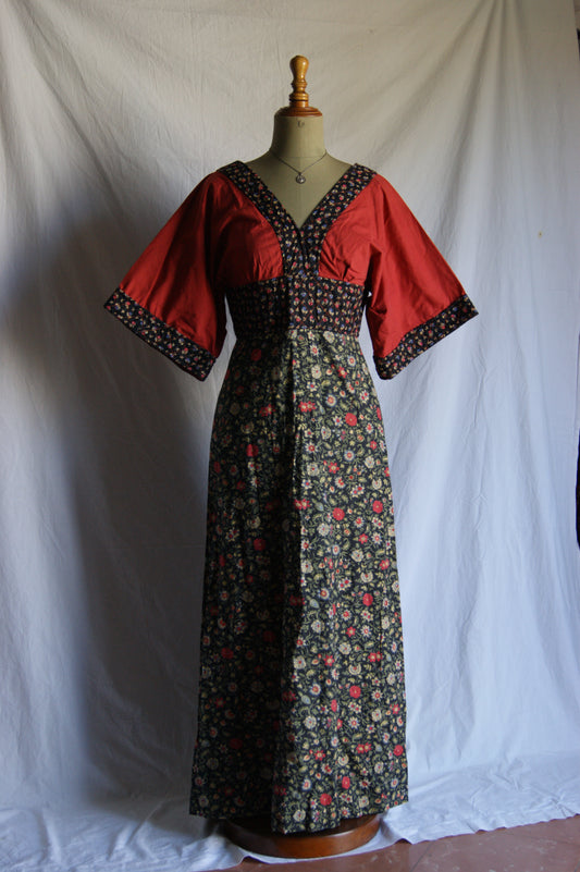 1970s Shubette of London Quilted Maxi Kimono Dress - M