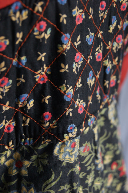 1970s Shubette of London Quilted Maxi Kimono Dress - M